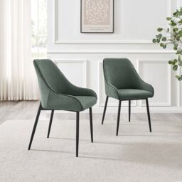 FurnitureboxUK Novara 100cm Oak Veneer Top Dining Table & 4 Green Beaumont Chairs in Brown - thumbnail 7