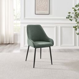FurnitureboxUK Novara 100cm Oak Veneer Top Dining Table & 4 Green Beaumont Chairs in Brown - thumbnail 9