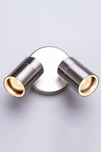 BHS Lighting Twin Jared Steel Outdoor Wall Light in Metallic Silver - image 1