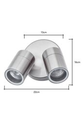 BHS Lighting Twin Jared Steel Outdoor Wall Light in Metallic Silver - thumbnail 5