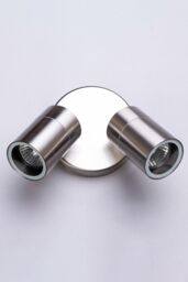 BHS Lighting Twin Jared Steel Outdoor Wall Light in Metallic Silver - thumbnail 2