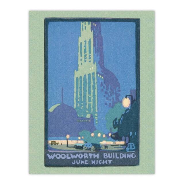 "Artery8 Woolworth Building June Night Elmer Wall Art Poster Print in Blue - Size: W18"" x H24""" - image 1