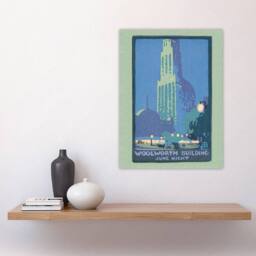 "Artery8 Woolworth Building June Night Elmer Wall Art Poster Print in Blue - Size: W18"" x H24""" - thumbnail 4