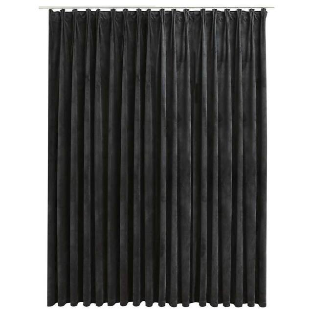 Berkfield Home Blackout Curtain with Hooks Velvet Anthracite 290x245 cm in Dark Grey - image 1