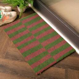 Artsy Mats Pink & Green Half Stripes Coir Doormat (60 x 40cm) in Brown - Size: 40 cm x 60 cm - thumbnail 2