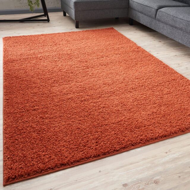 THE RUGS Soft Plain High Pile Shaggy Rugs & Runners Living Room Bedroom 380 in Terracotta - Size: 80 cm x 300 cm - image 1
