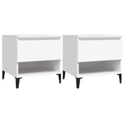 Berkfield Home Side Tables 2 pcs White 50x46x50 cm Engineered Wood - Size: 50 x 46 x 50 cm - thumbnail 2