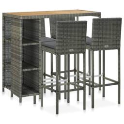 Berkfield Home Elegant 5 Piece Garden Bar Set with Cushions Poly Rattan Grey - thumbnail 2