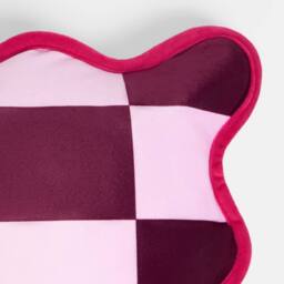 OHS 2 x Scallop Edge Checkerboard Matte Velvet Cushion Covers in Burgundy - Size: 45 cm x 45 cm - thumbnail 6