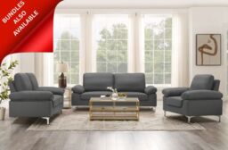 KOSY KOALA Modern Grey Fabric One Seater Sofa with Chrome Feet - Comfortable Couch with Cushion for Living Room, Bedroom or Office - thumbnail 6