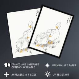 "Artery8 Two White Geese Japanese Vintage Japan Wall Art Print Kashu - Size: W12"" x H16""" - thumbnail 2