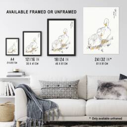 "Artery8 Two White Geese Japanese Vintage Japan Wall Art Print Kashu - Size: W12"" x H16""" - thumbnail 3