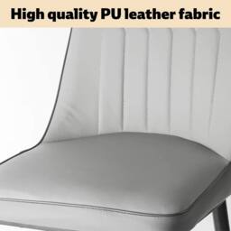Ventryn 4 Pcs Dining Chairs Leather Padded Seat Metal Leg Kitchen in Light Grey - thumbnail 5