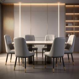 Ventryn 4 Pcs Dining Chairs Leather Padded Seat Metal Leg Kitchen in Light Grey - thumbnail 3