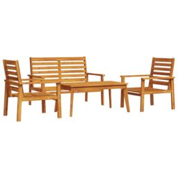 Berkfield Home 4 Piece Garden Lounge Set Solid Wood Acacia in Brown - thumbnail 2