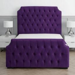 Living Comfort Bedz Westminster Plush Upholstered Bed Slatted Base with 48Inch Headboard in Purple - Size: King - thumbnail 2