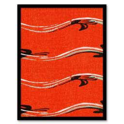Artery8 Furuya Korin Framed Wall Art Vintage Pattern Abstract Birds in Red - Size: A4 - thumbnail 1