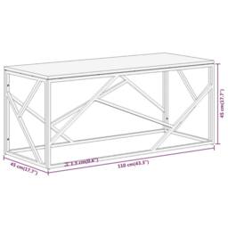 Berkfield Home Coffee Table Silver Stainless Steel & Solid Acacia Wood - thumbnail 8