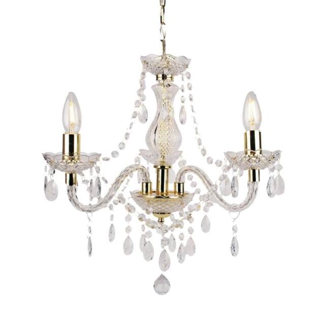 First Choice Lighting Clear & Gold Marie Therese Style 3 x 40W Chandelier - image 1