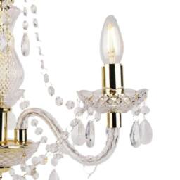 First Choice Lighting Clear & Gold Marie Therese Style 3 x 40W Chandelier - thumbnail 5