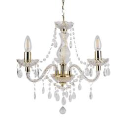 First Choice Lighting Clear & Gold Marie Therese Style 3 x 40W Chandelier - thumbnail 3