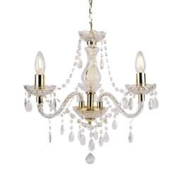 First Choice Lighting Clear & Gold Marie Therese Style 3 x 40W Chandelier - thumbnail 1