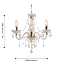 First Choice Lighting Clear & Gold Marie Therese Style 3 x 40W Chandelier - thumbnail 4
