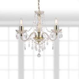 First Choice Lighting Clear & Gold Marie Therese Style 3 x 40W Chandelier - thumbnail 2