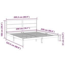 Berkfield Home Decorative Extra Long Bed Frame without Mattress 200x220 cm Solid Wood in Light Tan - thumbnail 9