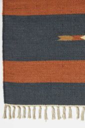 Homescapes Lundi Orange & Blue Kilim Runner Cotton & Jute Rug 80 x 180 cm - Size: 80 cm x 180 cm - thumbnail 3