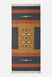 Homescapes Lundi Orange & Blue Kilim Runner Cotton & Jute Rug 80 x 180 cm - Size: 80 cm x 180 cm - thumbnail 2
