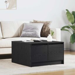 Berkfield Home Coffee Table with Drawers Black Oak 70.5x70x40 cm
