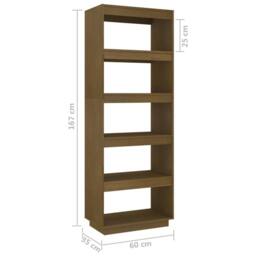 Berkfield Home Book Cabinet/Room Divider Honey Brown 60x35x167 cm Solid Pinewood - Size: 60 x 35 x 167 cm - thumbnail 8