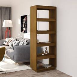 Berkfield Home Book Cabinet/Room Divider Honey Brown 60x35x167 cm Solid Pinewood - Size: 60 x 35 x 167 cm - thumbnail 2