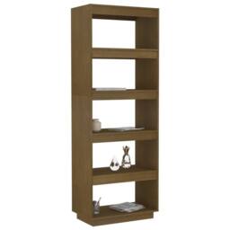 Berkfield Home Book Cabinet/Room Divider Honey Brown 60x35x167 cm Solid Pinewood - Size: 60 x 35 x 167 cm - thumbnail 4