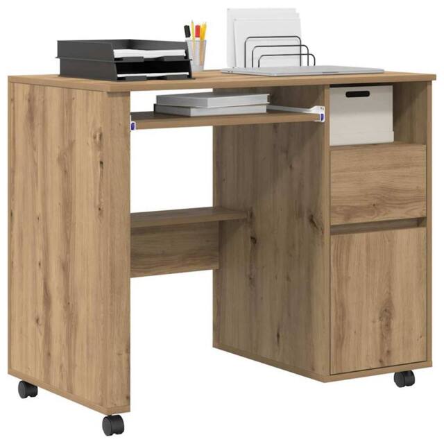 Berkfield Home Modern Artisan Oak Computer Desk Artisan oak Engineered wood Medium in Brown - image 1