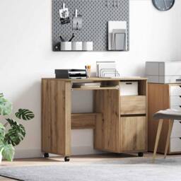 Berkfield Home Modern Artisan Oak Computer Desk Artisan oak Engineered wood Medium in Brown - thumbnail 2