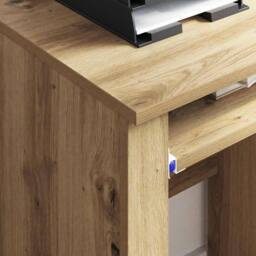 Berkfield Home Modern Artisan Oak Computer Desk Artisan oak Engineered wood Medium in Brown - thumbnail 4