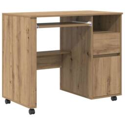 Berkfield Home Modern Artisan Oak Computer Desk Artisan oak Engineered wood Medium in Brown - thumbnail 3