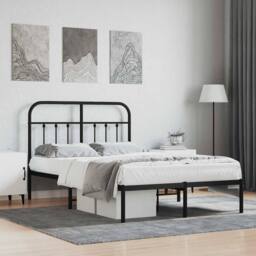 Berkfield Home Metal Bed Frame with Headboard Black 120x200 cm - Size: Small Double - thumbnail 2