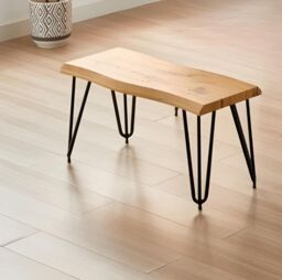 KOSY KOALA Dining Table set with 4 Black Metal Chairs & Bench Kitchen Dining Room Furniture in Brown - thumbnail 3