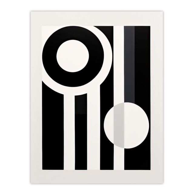 "Artery8 Wall Art Print Abstract Geometric Black White Minimalist Circles Stripes Poster - Size: W18"" x H24""" - image 1