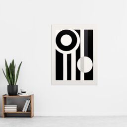 "Artery8 Wall Art Print Abstract Geometric Black White Minimalist Circles Stripes Poster - Size: W18"" x H24""" - thumbnail 4