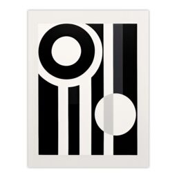 "Artery8 Wall Art Print Abstract Geometric Black White Minimalist Circles Stripes Poster - Size: W18"" x H24""" - thumbnail 1