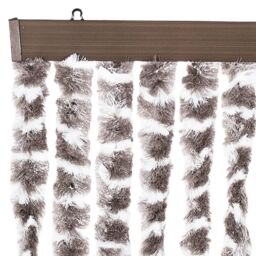 Berkfield Home Fly Curtain Taupe & White 100x230 cm Chenille - thumbnail 4