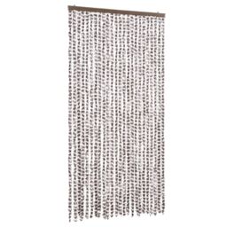 Berkfield Home Fly Curtain Taupe & White 100x230 cm Chenille - thumbnail 2