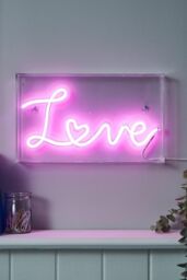BHS Lighting Glow Love Neon Light Box Table Lamp in Pink - thumbnail 4