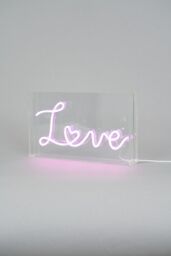BHS Lighting Glow Love Neon Light Box Table Lamp in Pink