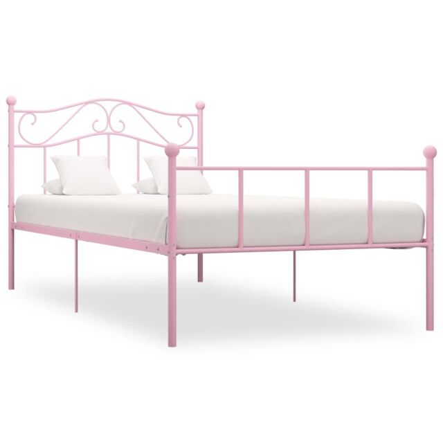 Berkfield Home Bed Frame Pink Metal 90x200 cm - image 1