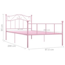 Berkfield Home Bed Frame Pink Metal 90x200 cm - thumbnail 6